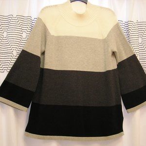 Charter Club Women Tunic Sweater color blocked black/gray, Mock-neck, size XXL
